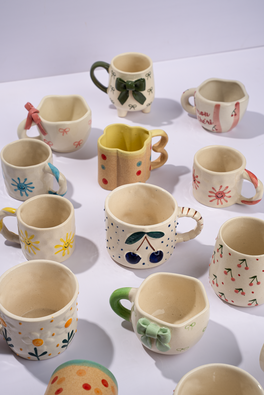 Casa Amarosa - Wholesale Coffee Mug - Pink Striped Cheri Ceramic Mug - 4 x 2.5 Inches , 6.5 oz3