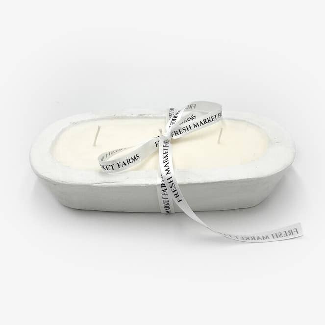 White Finish Oval Dough Bowl Candle for wholesale by Fresh Market Farms