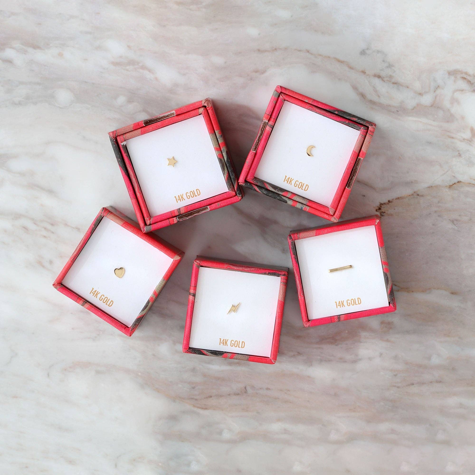 Kris Nations - Wholesale Stud/Post Earrings - Heart Flat Back Single Stud Earring in 14k Gold Threadless 6mm Pin 20 Gauge Hypoallergenic Nickel Free Ships from CA4