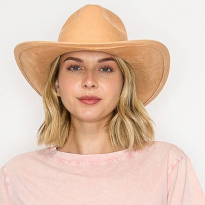 One and Only Accessories - Wholesale Cowboy Hat - Women's - Vegan suede cattleman cowboy hat stiff flat brim Stylish hat19
