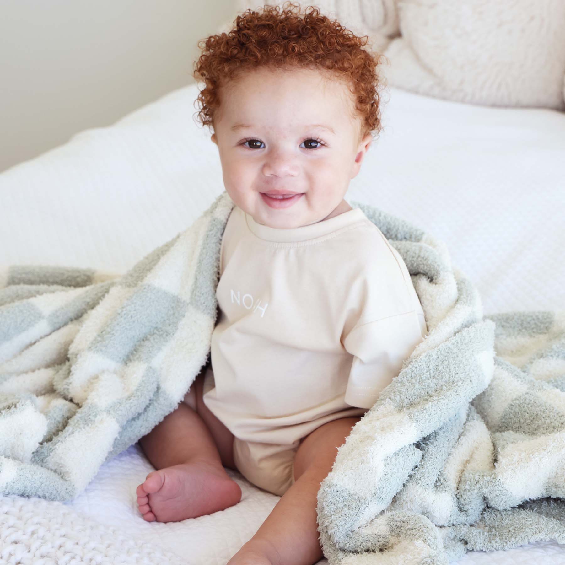 Caden Lane - Wholesale Bedding Blanket - Kids & Baby - CuddleLane™ Luxe Blankets | Sage Check3