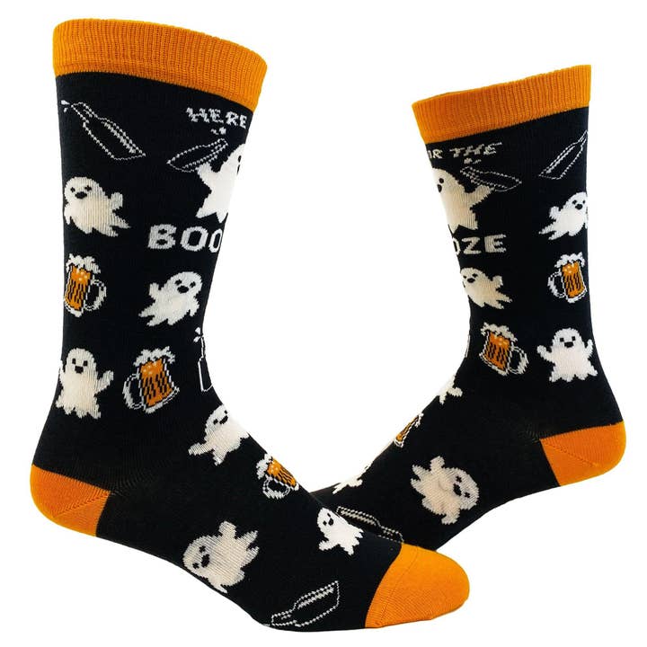 Mens Halloween Socks Ghost Drinking Beer Fun Crazy Sock for wholesale by Crazy Dog T-Shirts