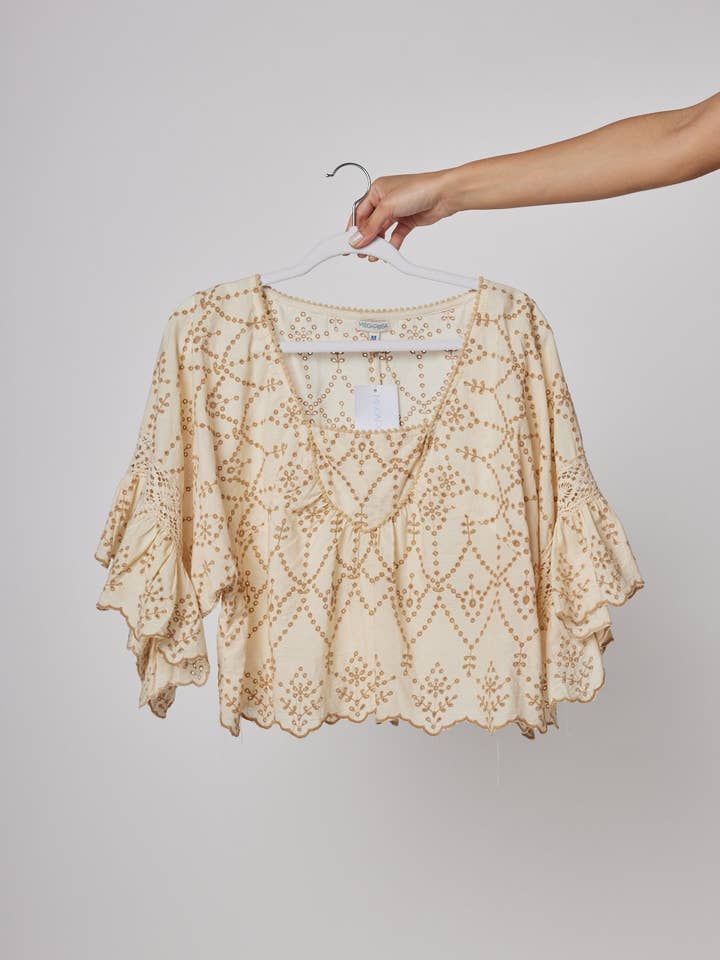 ModaPosa - Wholesale Blouse - Women's - Sandra Embroidered Eyelet Blouse Spring