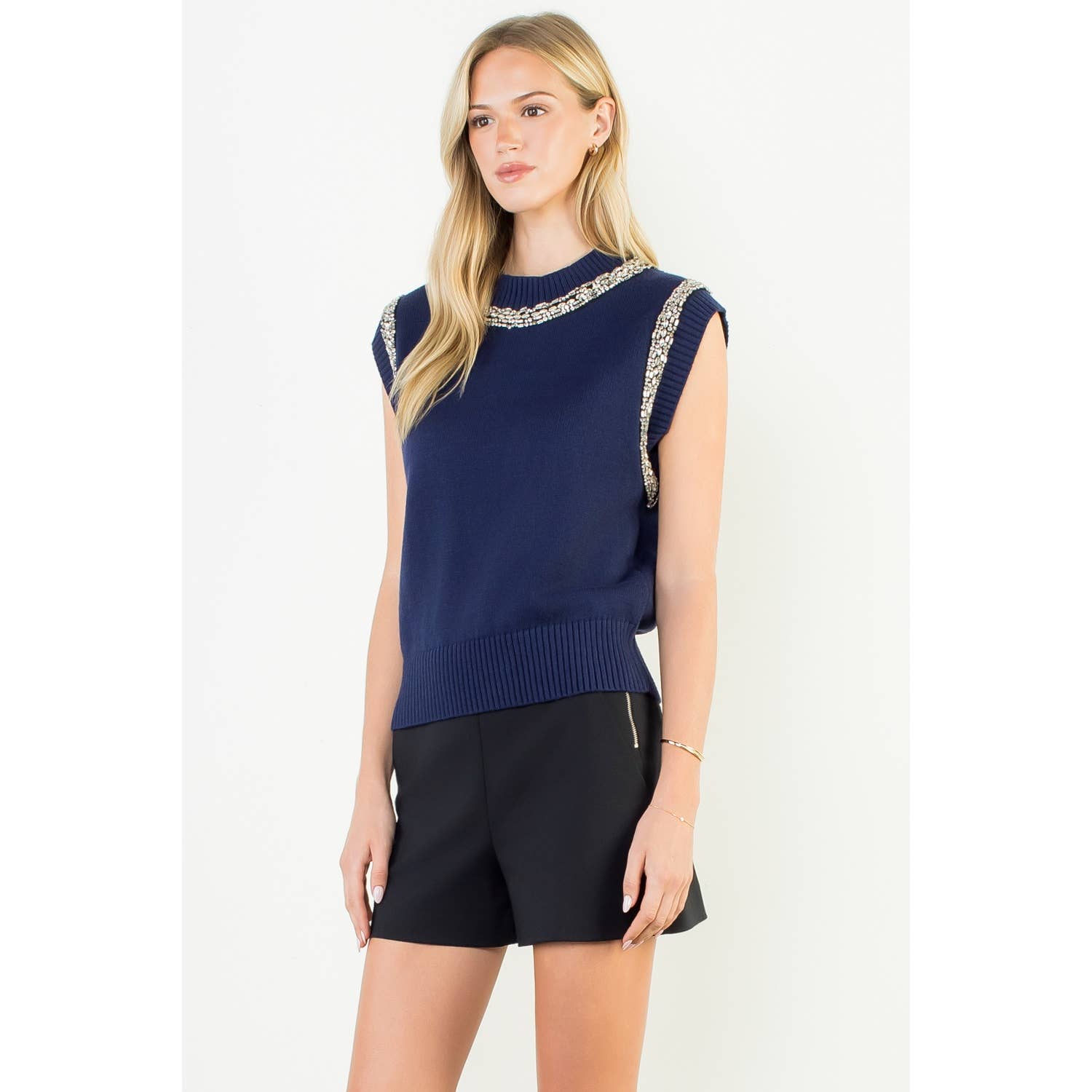 THML - Vendita all'ingrosso Maglietta - Donna - Top a Maglia con Collo Alto Decorato7