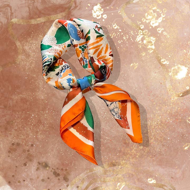 Scarf - trendy colorful - 70 x 70cm - silk for wholesale by Lourens Exclusive