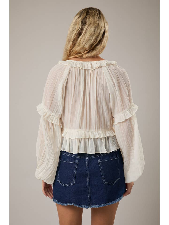 LE LIS - Vente Chemisier – femme - CHEMISIER À ENCOLURE DÉGAGÉE ET VOLANTÉ10