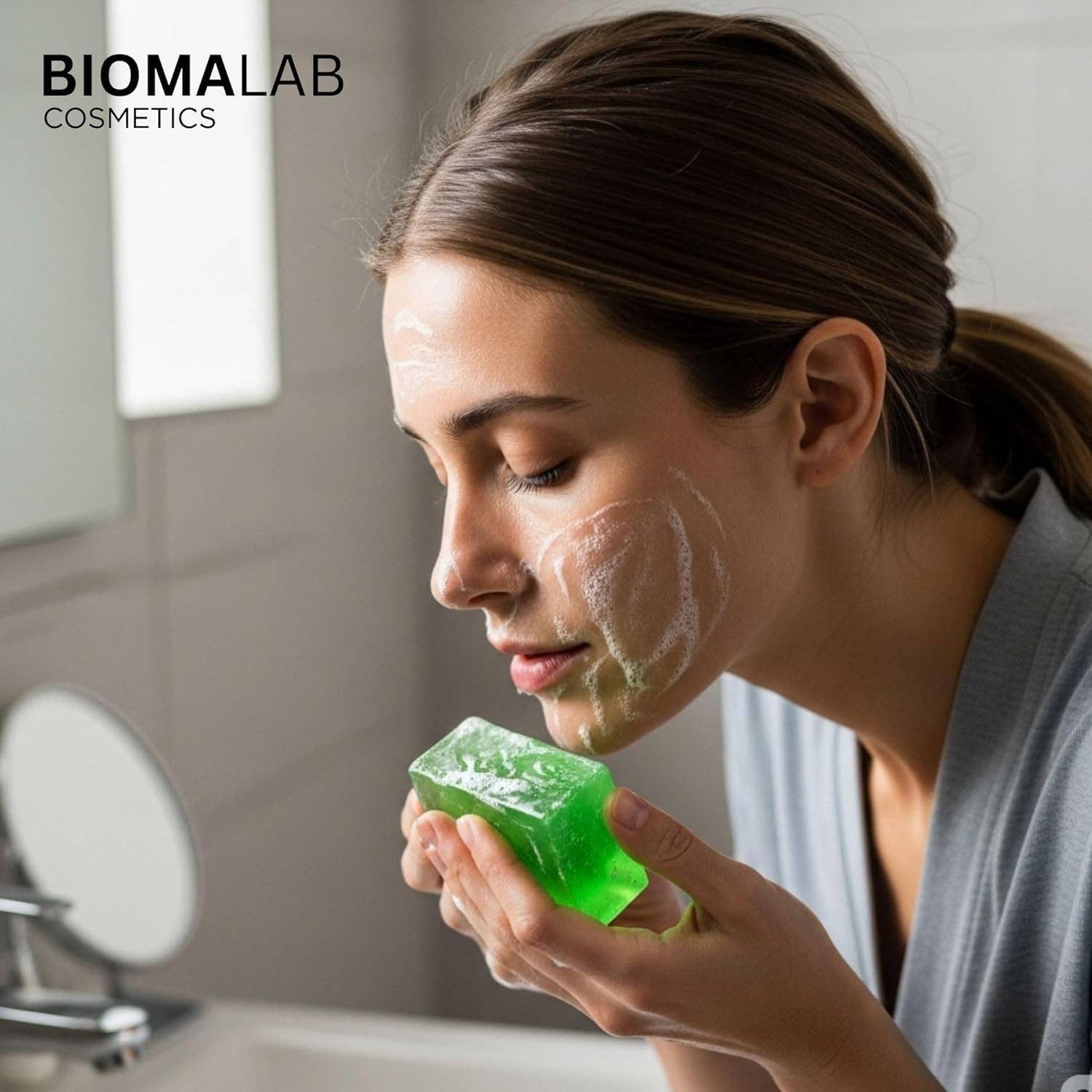 Biomatea - Wholesale Gezichtsreiniger - Matcha Gezichtszeep – met Vitamine C & Niacinamide – Voor een heldere, stralende huid – Vegan verzorging voor alle huidtypen – 100g3