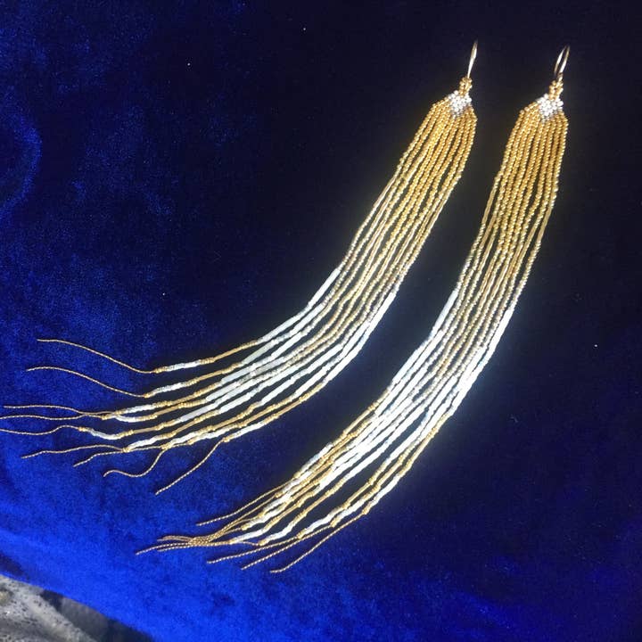 Vaso bañado en oro de 14 quilates «Golden White Iridiscence» de Maui Swan para venta al por mayor de Maui Swan Designs