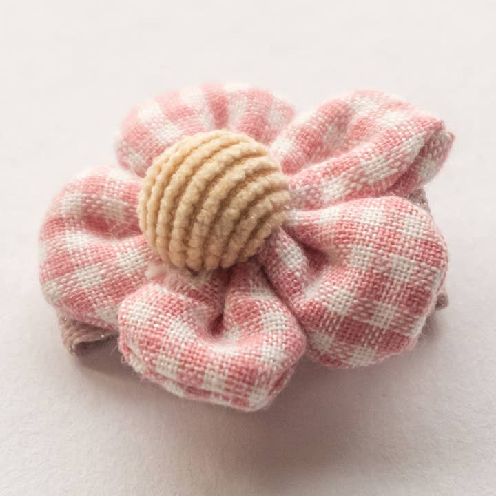 Gingham Flower Haarspange | Rosa für den Großhandel von Tangle Shiny Stars