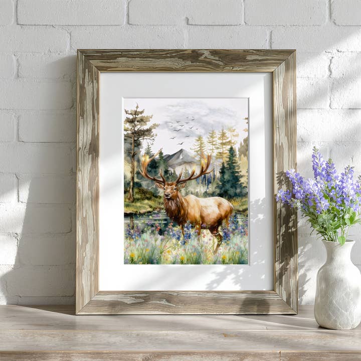 Elk in Nature Art Print for wholesale by Designs by Michaela