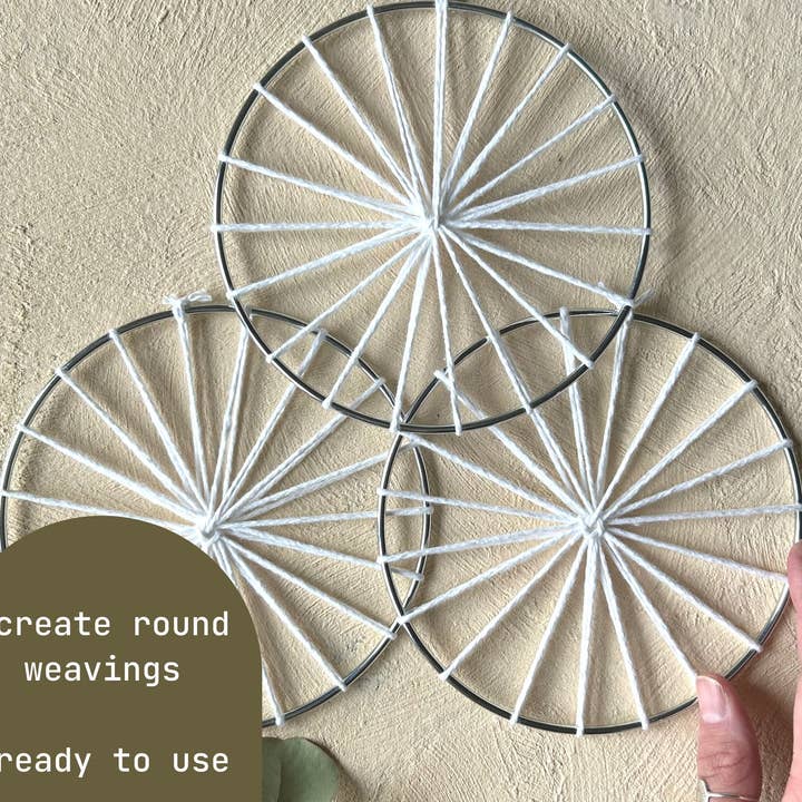 Euca Design - Wholesale DIY Craft Kit - Set of 3: Warped 5" Metal Hoops for Weaving