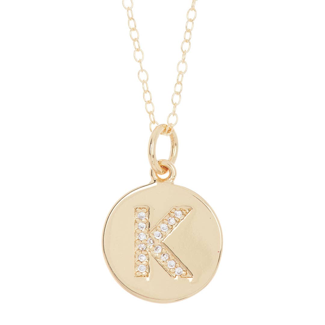 Adornia - Wholesale Halskettinghanger - Initial Pave Disc Ketting zilver goud12