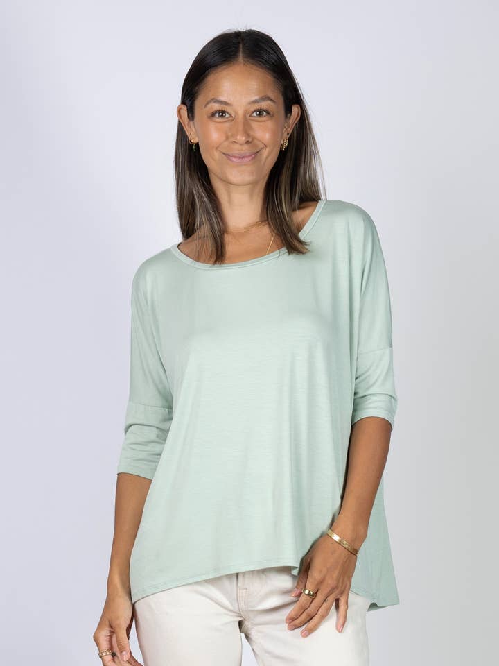 Julie 3/4-ärmad topp (Seafoam) för wholesale av Ten Tomorrow