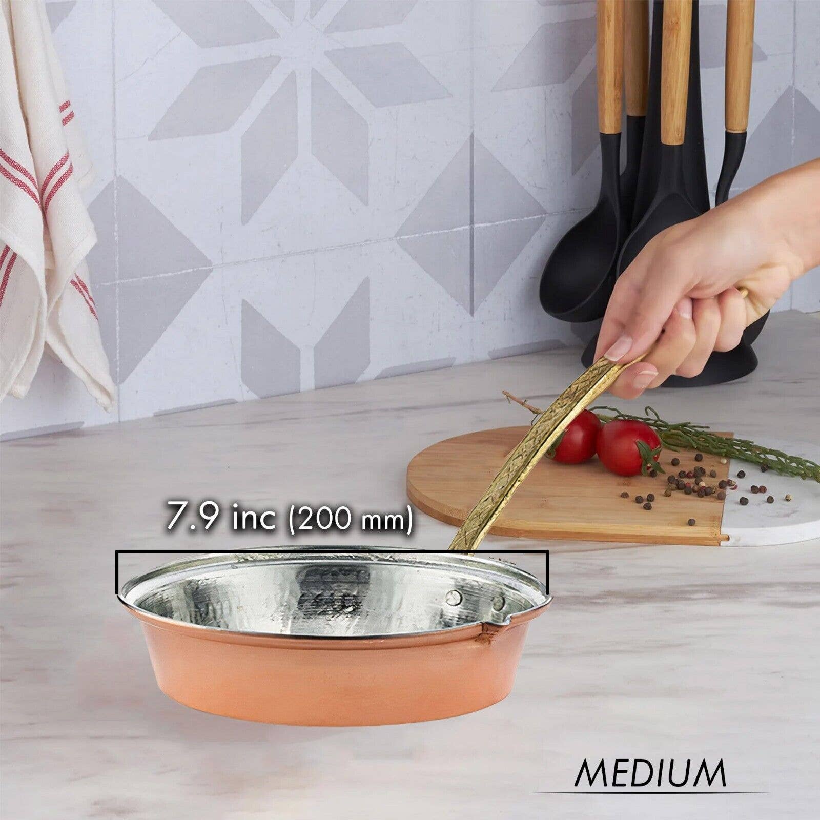 Hakan - Wholesale Pan - Handmade Copper Saute Frying Pan with Long Handle 7.9"1