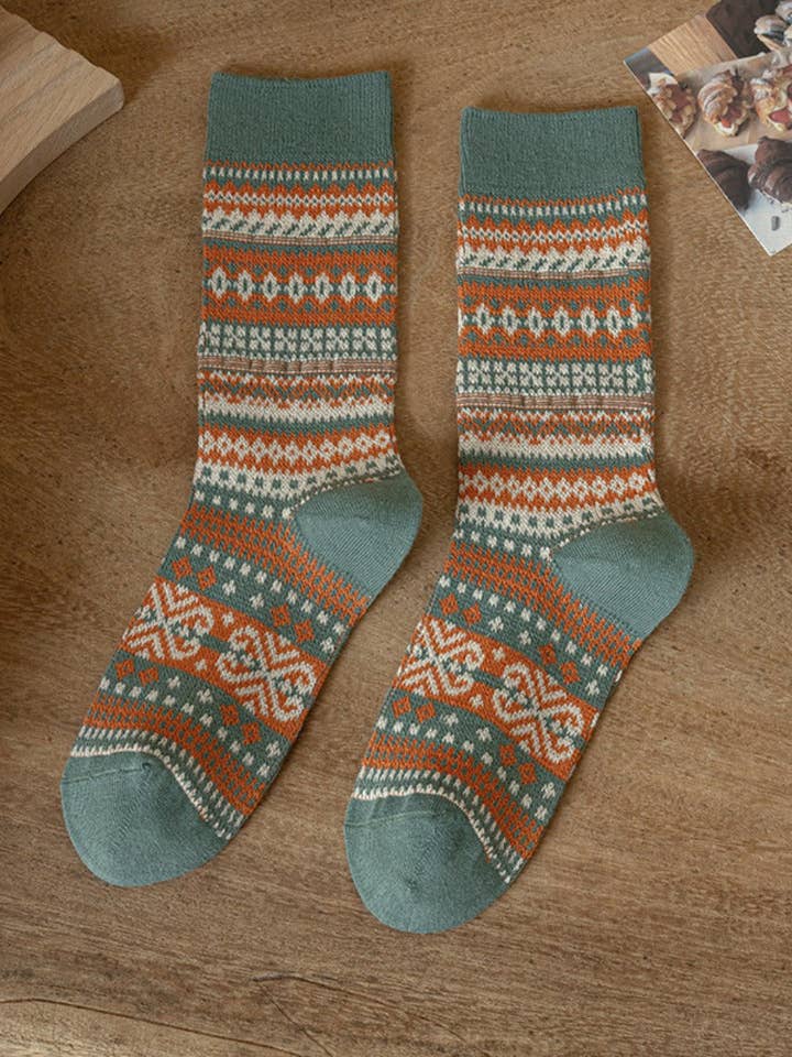 Funkyrel® Atzbranding Limited - Vente Chaussettes – femme - Chaussettes d'automne-hiver à motif géométrique14