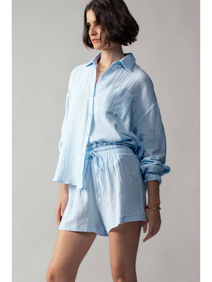 Urban Daizy - Wholesale Lounge Set - Women's - Crinkle Cotton Gauze Resort Button-Up Set13