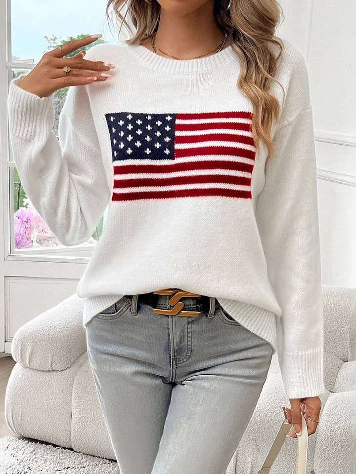 4th of July knit American flag sweater for wholesale by HIDDENBRAND
