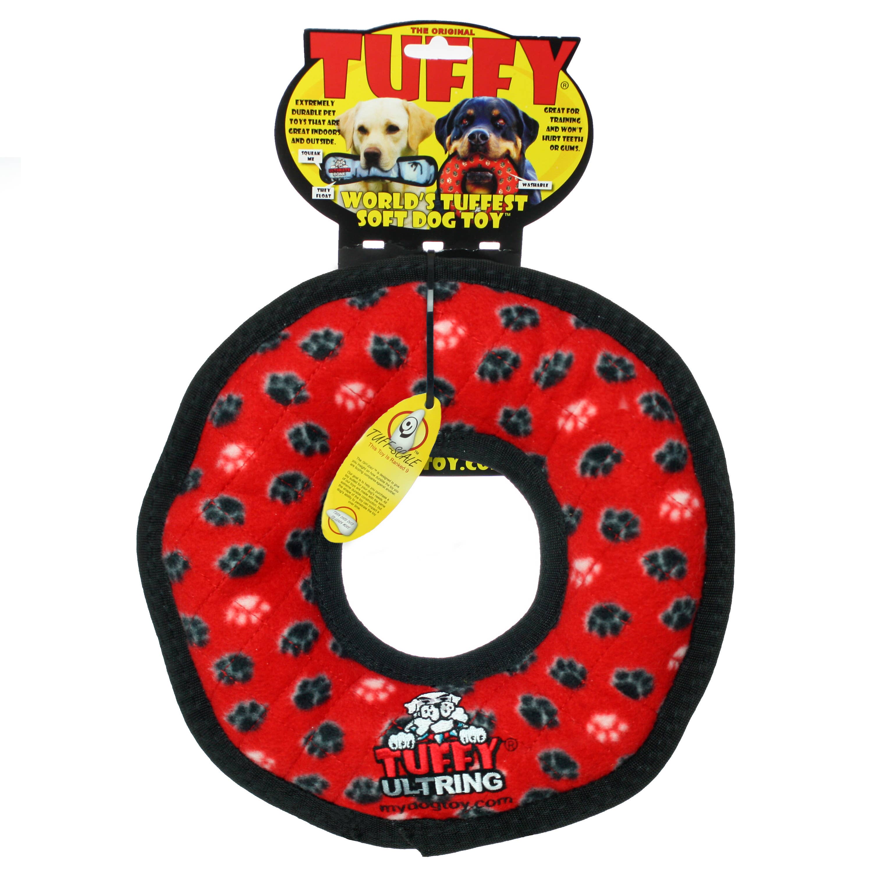 Tuffy Dog Toys - VIP Products - Wholesale Pet Squeaky Toy - Dog - Tuffy Ultimate Ring - Red Paw, Durable, Squeaky Dog Toy5