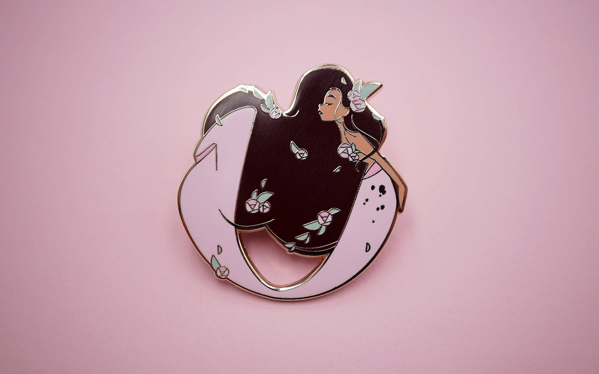 Kelly McMahon Design - Wholesale Lapel Pin/Button - Rose Mermaid Pin1