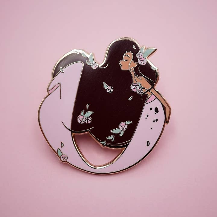 Kelly McMahon Design - Wholesale Lapel Pin/Button - Rose Mermaid Pin1