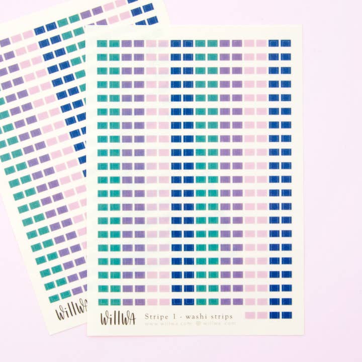 Stribet 1 Washi Strips Sticker Sheet for engroshandel hos Willwa