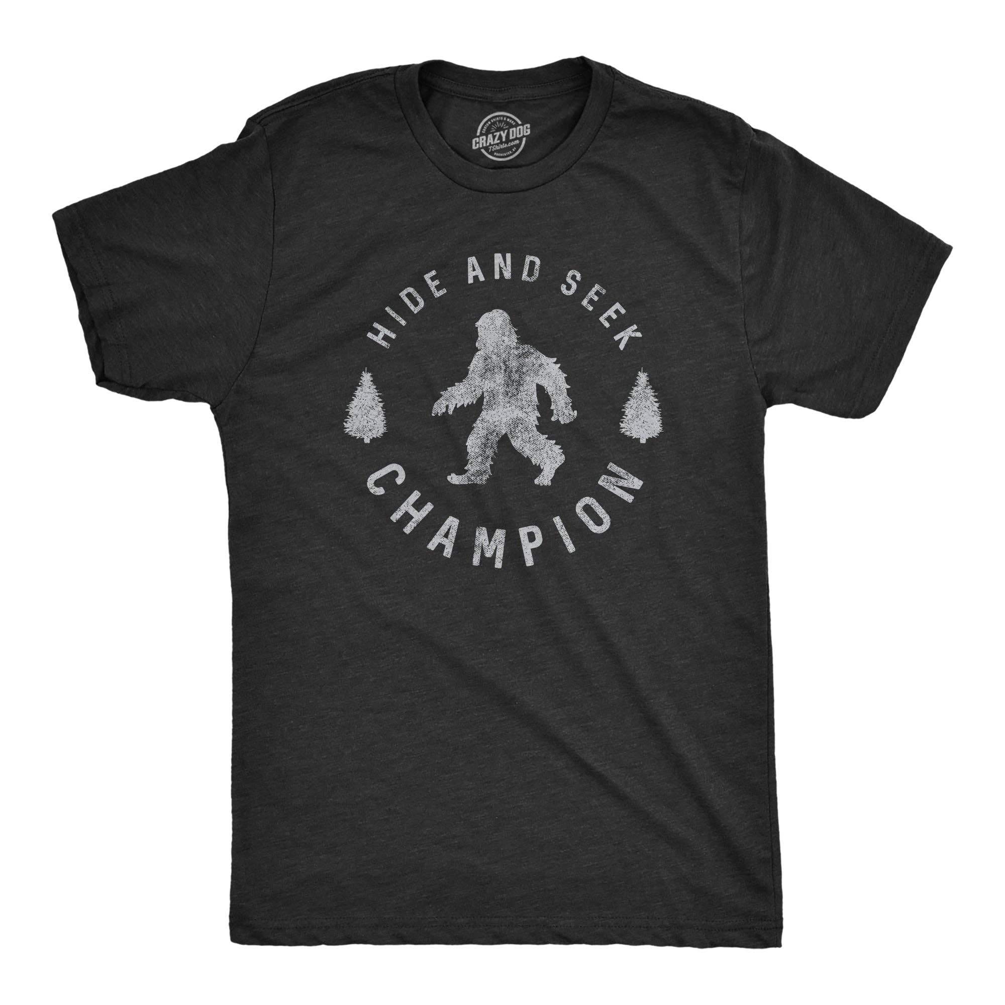 Crazy Dog T-Shirts - Wholesale Screen Printed T-Shirt - Men's - Hide And Seek Champion Graphic T-shirt Funny Bigfoot Tee6