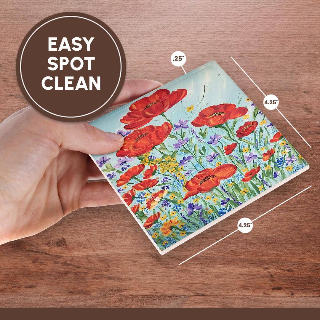 3dRose – wholesale Underlägg – 3dRose, Bild av röda vallmoblommor, Underlägg6