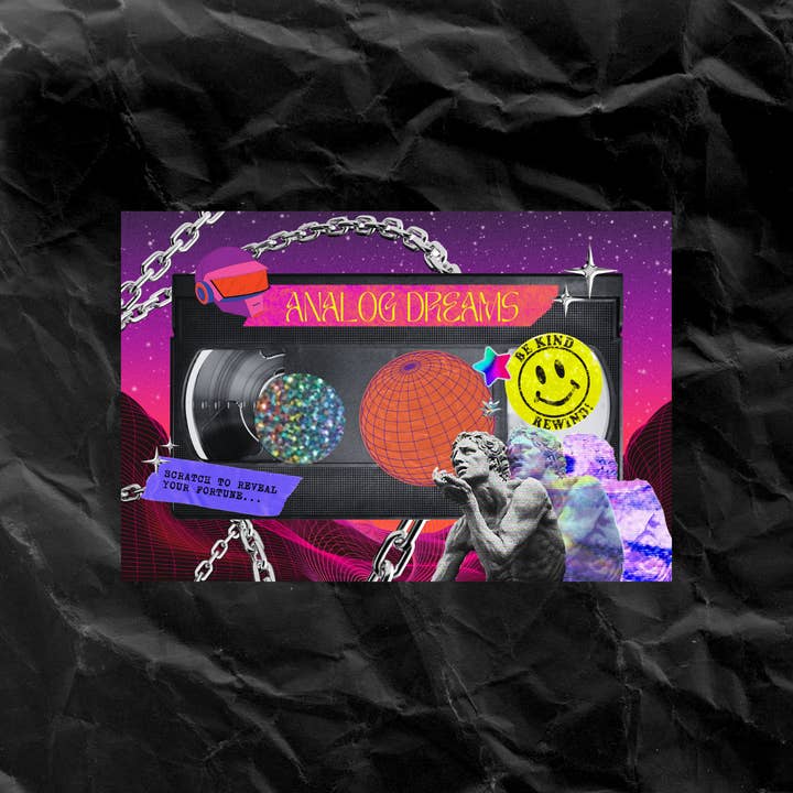 Cosmic Butcher - Wholesale Tarot Cards - 'Analog Dreams" Retro VHS Vaporwave Scratch Off Fortune Card