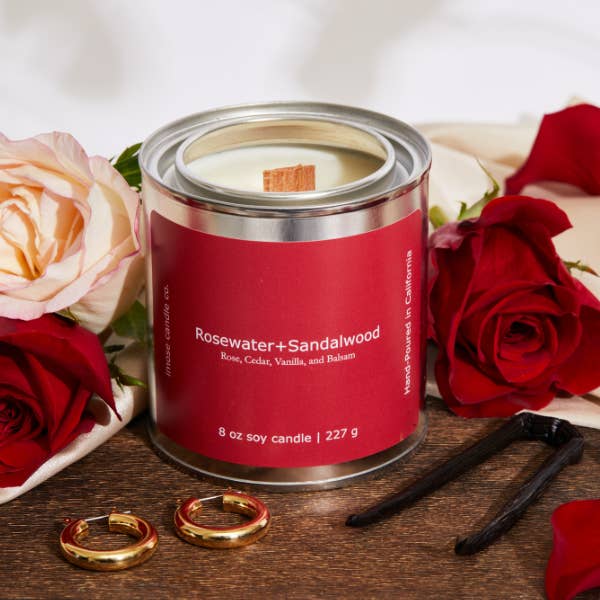 Rosewater+Sandalwood Scented Soy Wax Glitter Candle for wholesale by Imose Candle Company