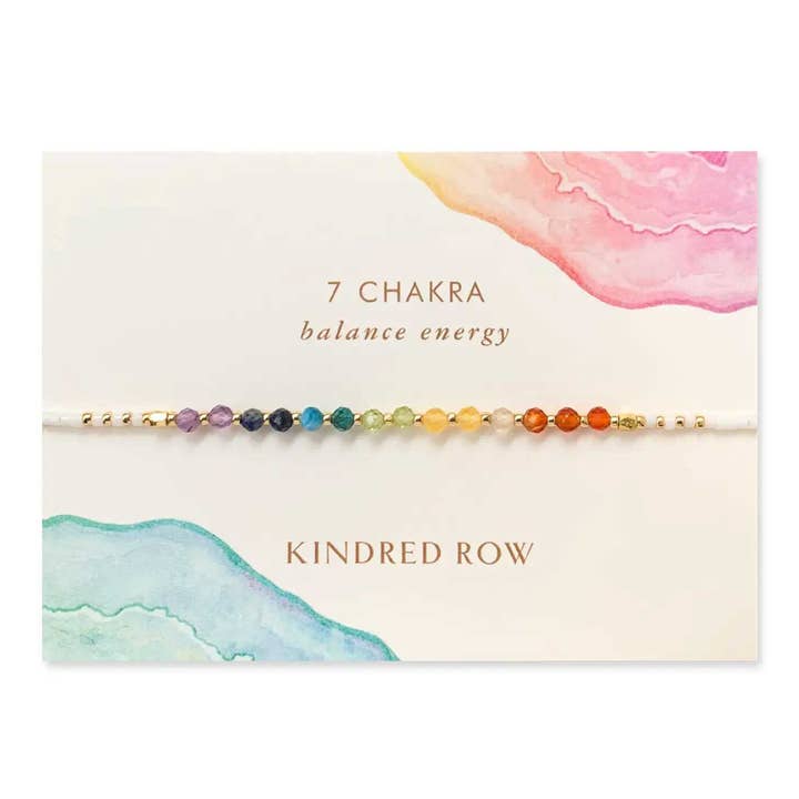 Kindred Row - Wholesale Beaded Bracelet - Chakra Rainbow Healing Gemstone Stacking Bracelet, White