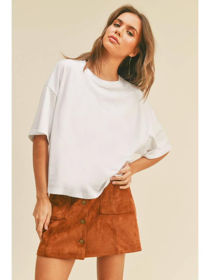 Honestee - Wholesale T-Shirt (Graphic) - Women's - Blank Long Cropped Short Sleeve T-Shirt