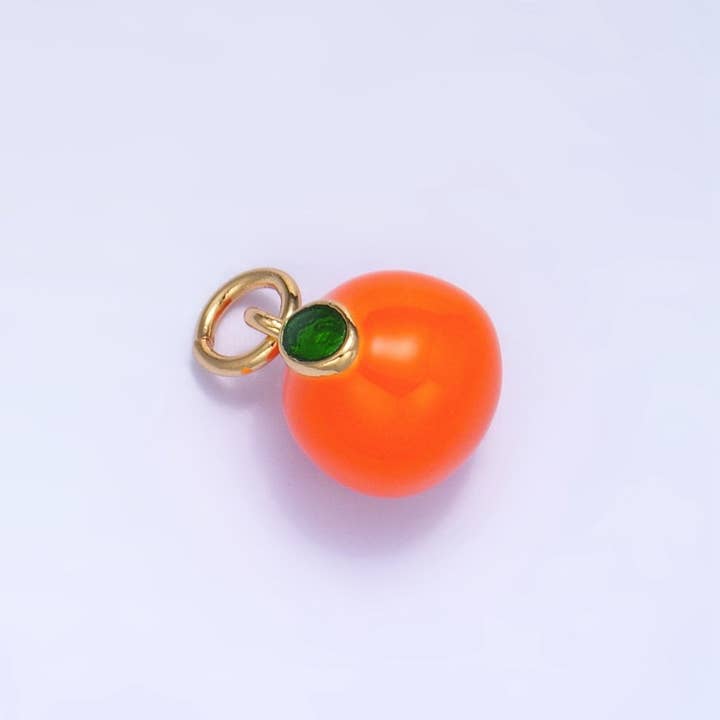 24K Goud Gevuld Mandarijn Oranje Fruit Emaille Mini Multidimensionale Bedel | W056 voor wholesale door Aim Eternal