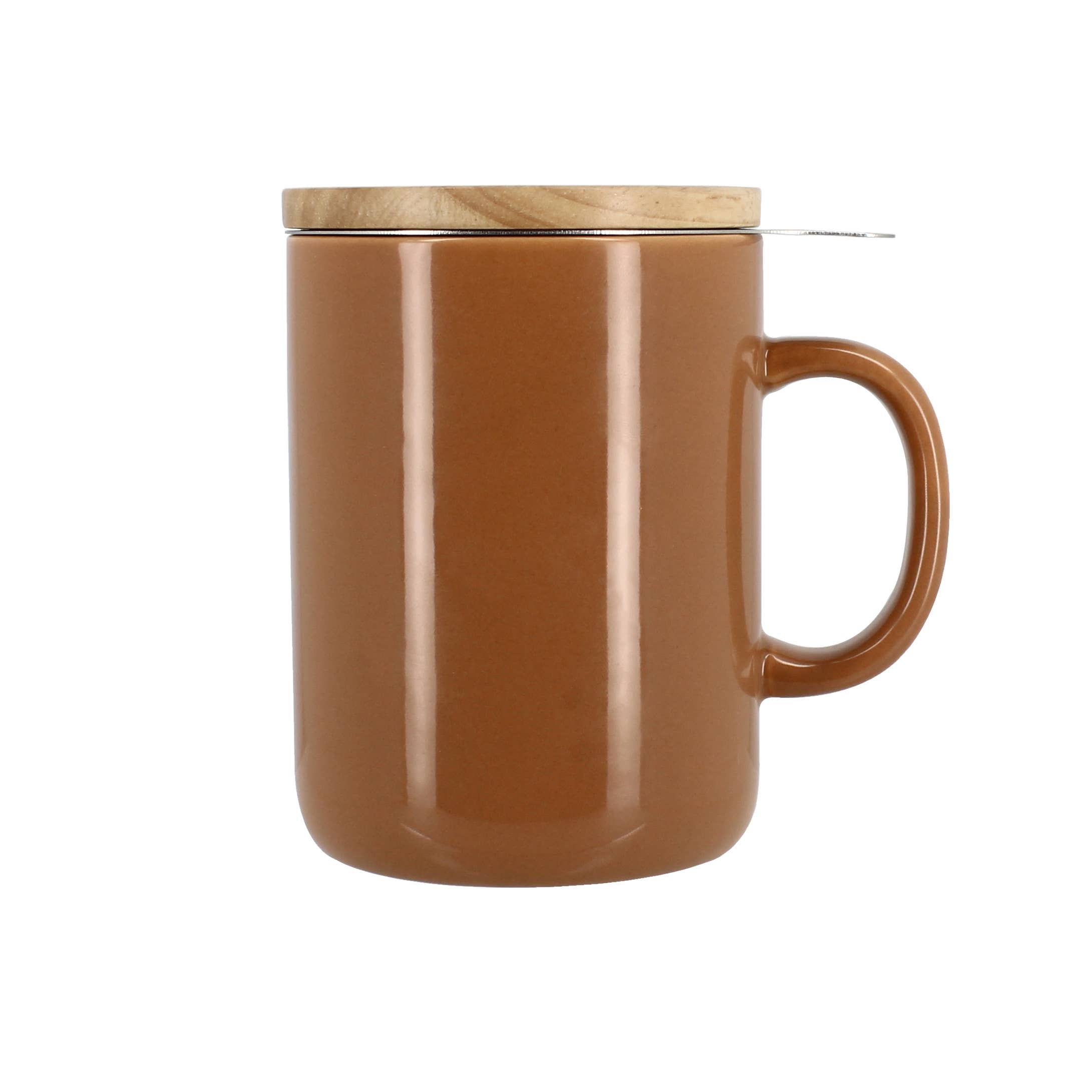 Novastyl - Wholesale Coffee/Tea Cup - Anna 350ml hazelnut stoneware tea pot with wooden lid1