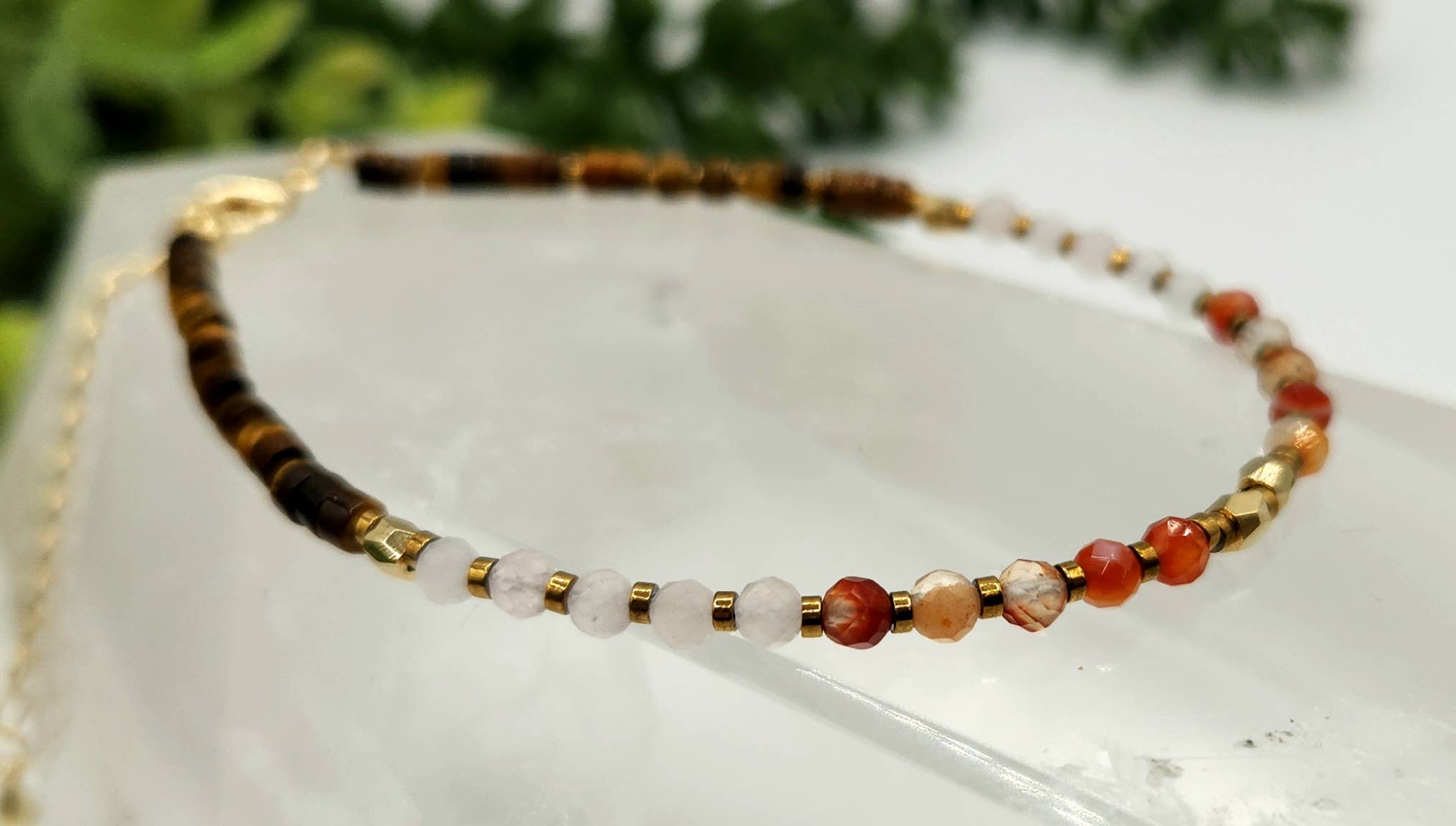Meraki Gemstones - Vendita all'ingrosso Bracciale con perline - BRACCIALE DI SUPPORTO ALLA DEPRESSIONE-Cornalina/Quarzo Rosa/Occhio di Tigre7
