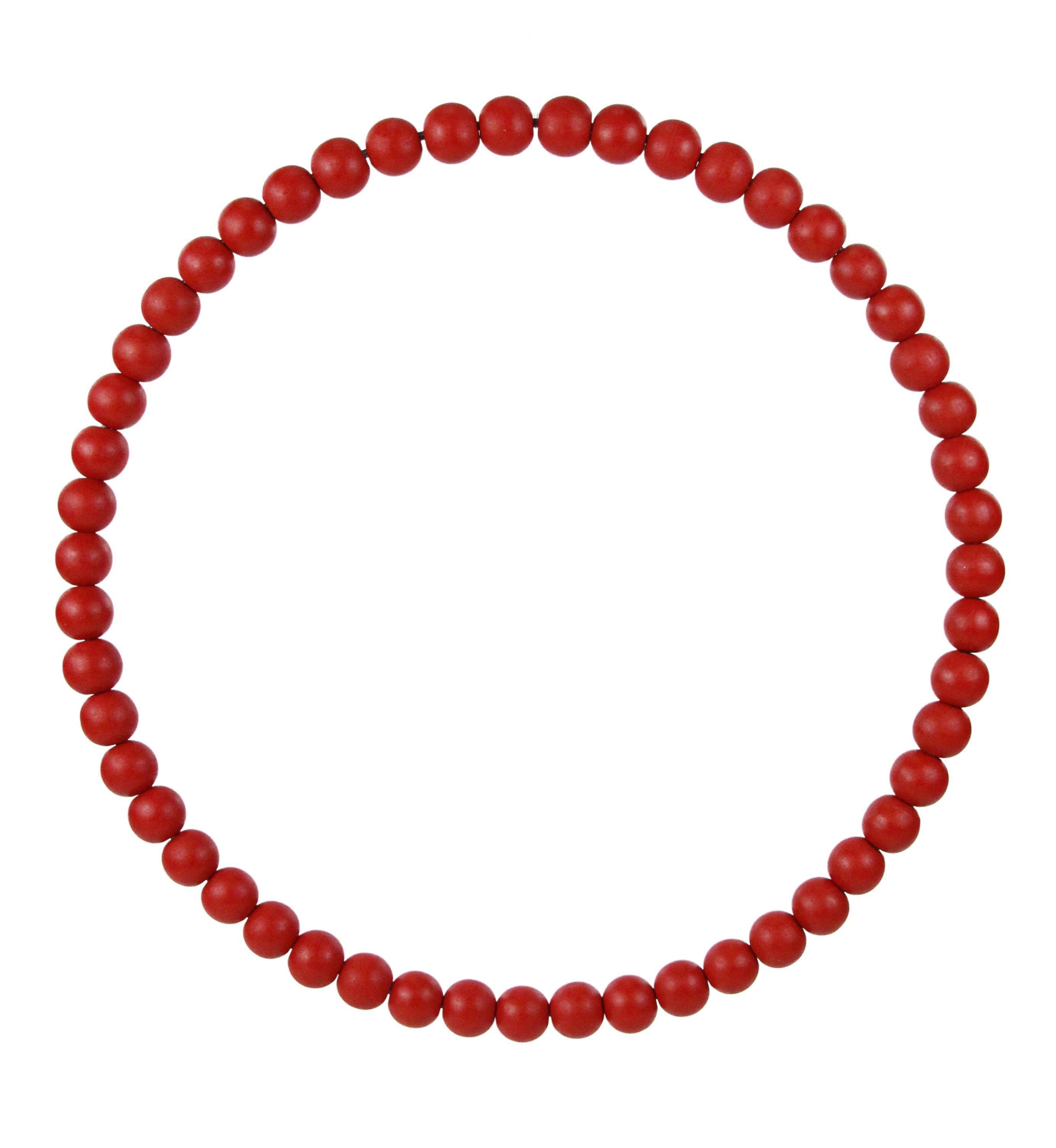 DecoExchange - Wholesale Wreath - 15.5"Dia Wood Bead Wreath W/25Mm Beads Bright Red MY102824