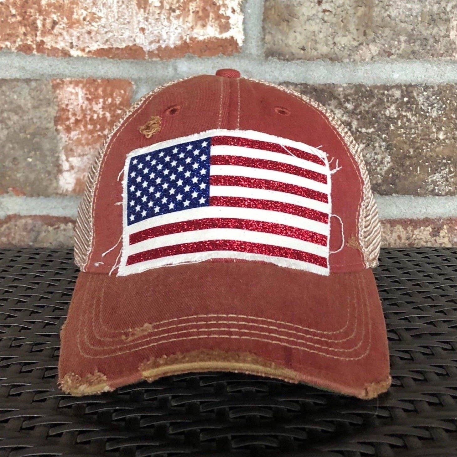 BohoGroove - Wholesale Trucker Hat - Women's - “American Flag Glitter” Hat – Patriotic snapback22