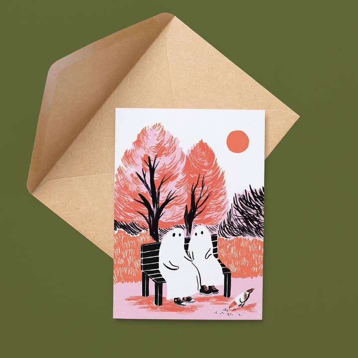 BEST SELLER - Ghosts Valentines Anniversary Card for wholesale by Hayley Wells Illustration