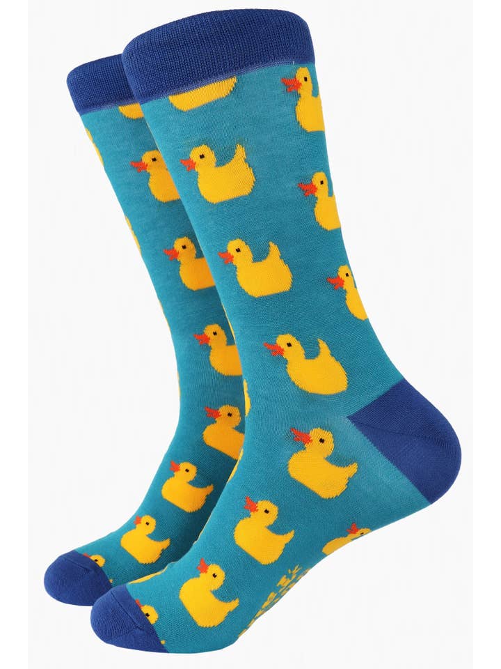 Sock Talk – wholesale Socks – Men's – Mens Rubber Duck Novelty Bamboo Socks in Turquoise Blue