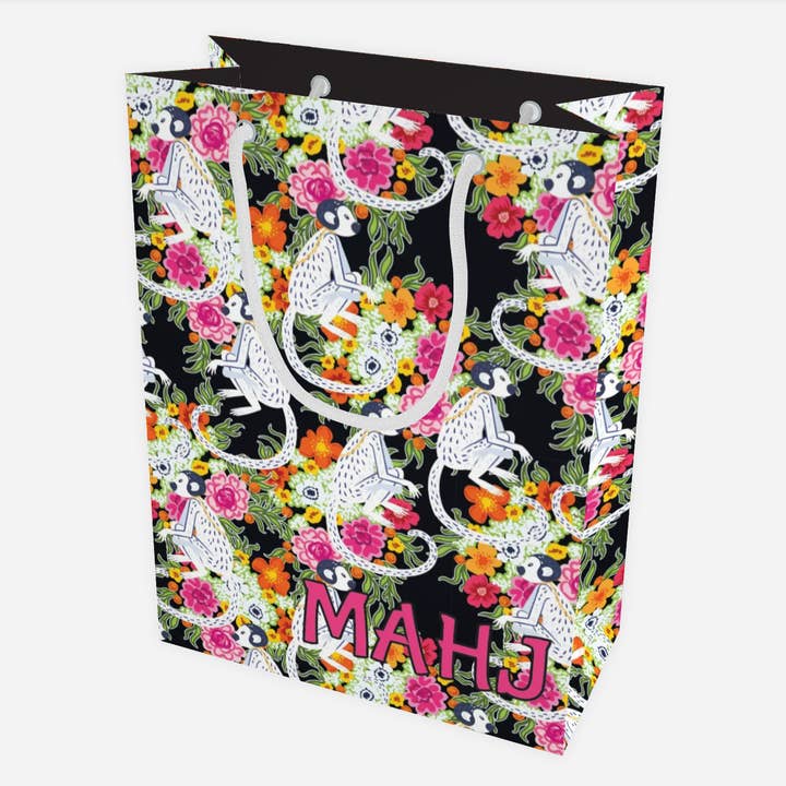 Mahjong Staffordshire Monkey Chinoiserie Floral Gift Bag for wholesale by Hey Y'all Party