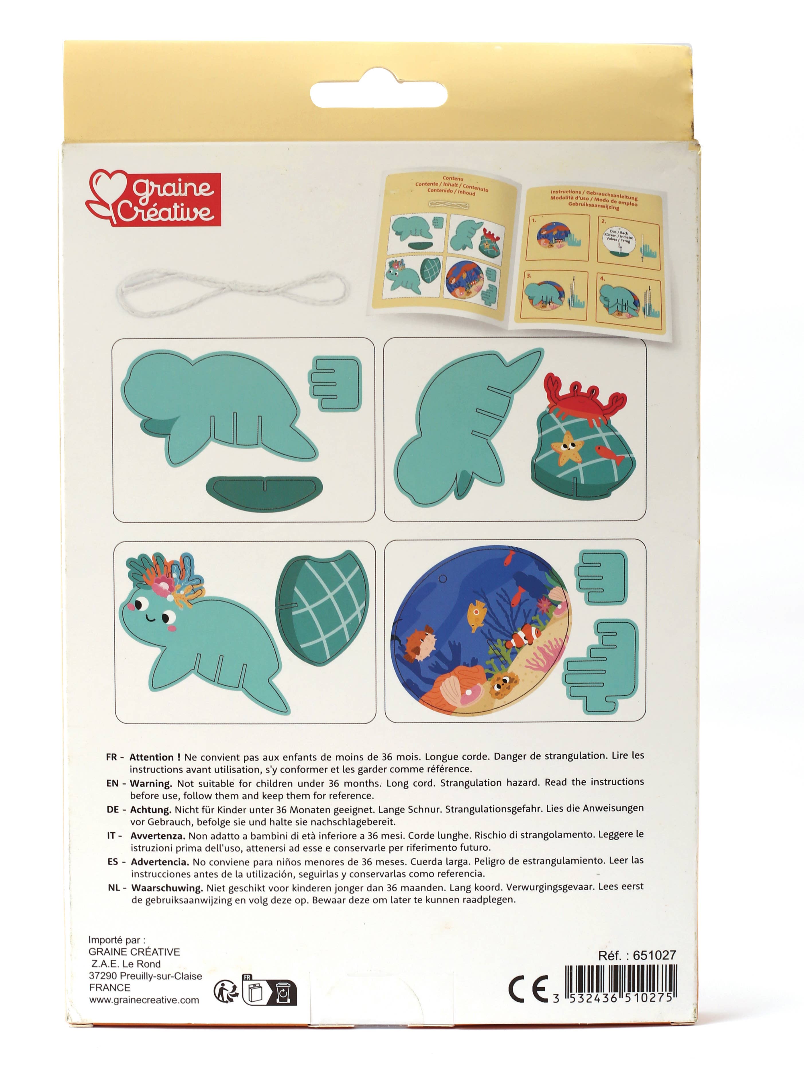 Graine Créative - Wholesale DIY Craft Kit - Kids - 3D CARDBOARD TURTLE HANGING MODEL4