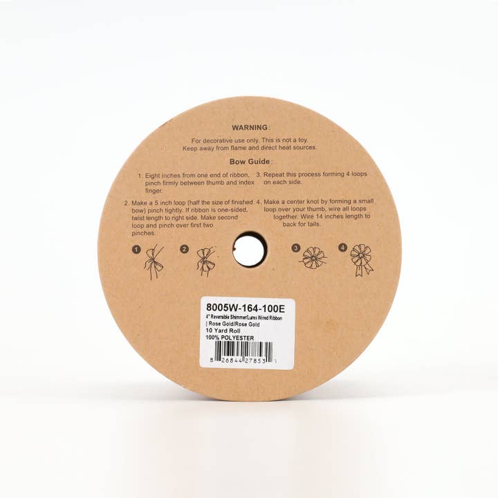 LA Ribbons Wholesale - Wholesale Ribbon - Gift Wrapping - 4" Reversible Shimmer/Lurex Wired Ribbon | Rose Gold