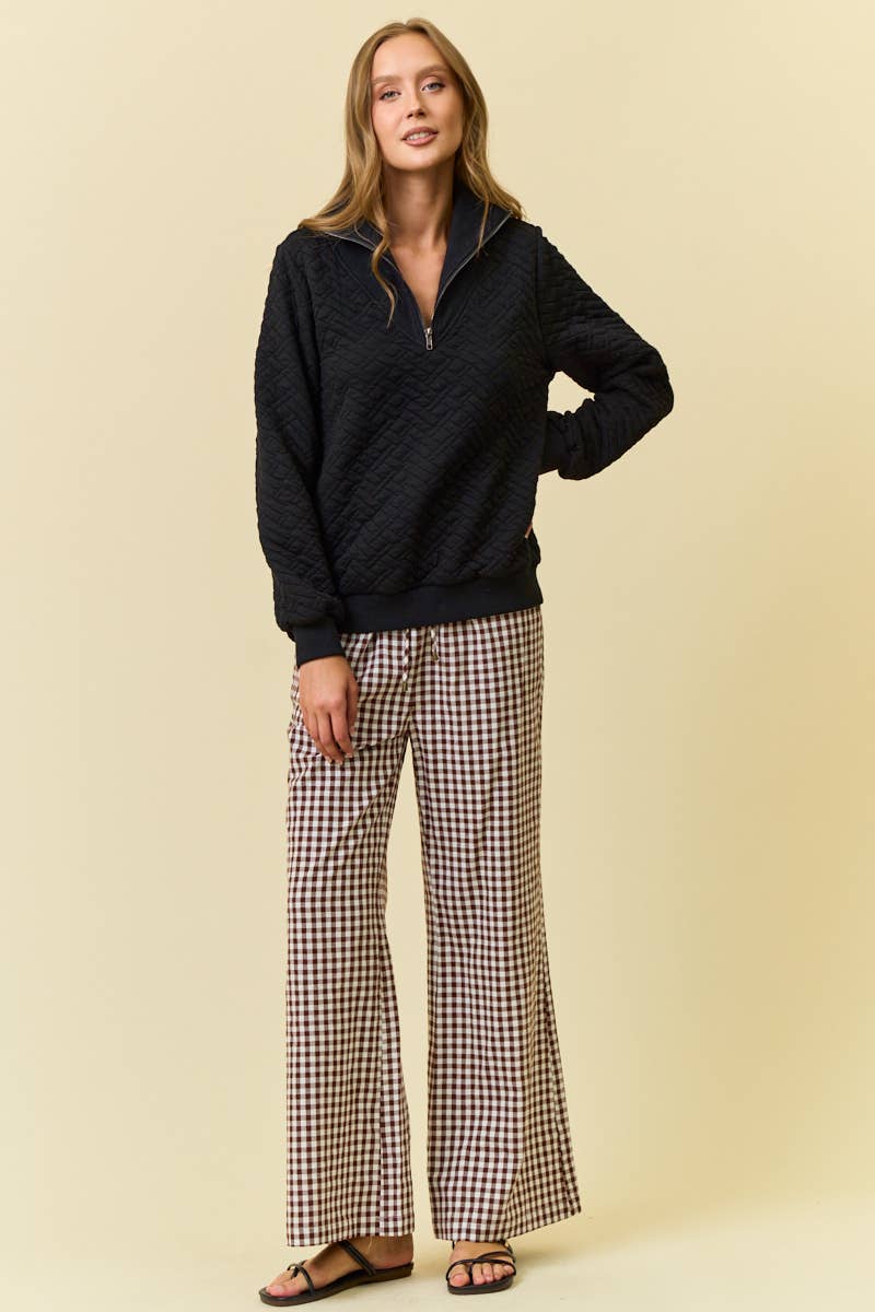 Doe and Rae - Wholesale Sweatshirt - Dames - GEVOERD TOP MET HALVE RITS AAN DE VOORKANT - 45112T9