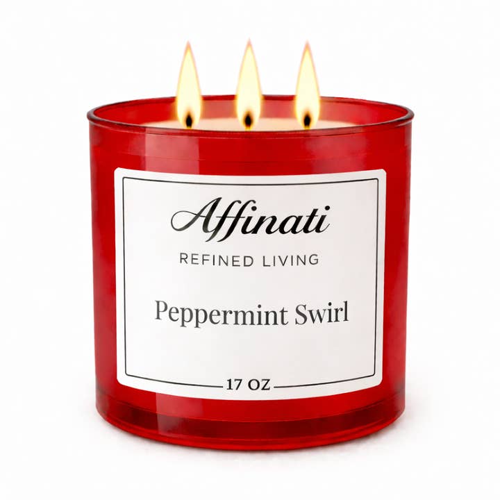 Bougie tourbillon à la menthe poivrée à 3 mèches pour la vente par Affinati