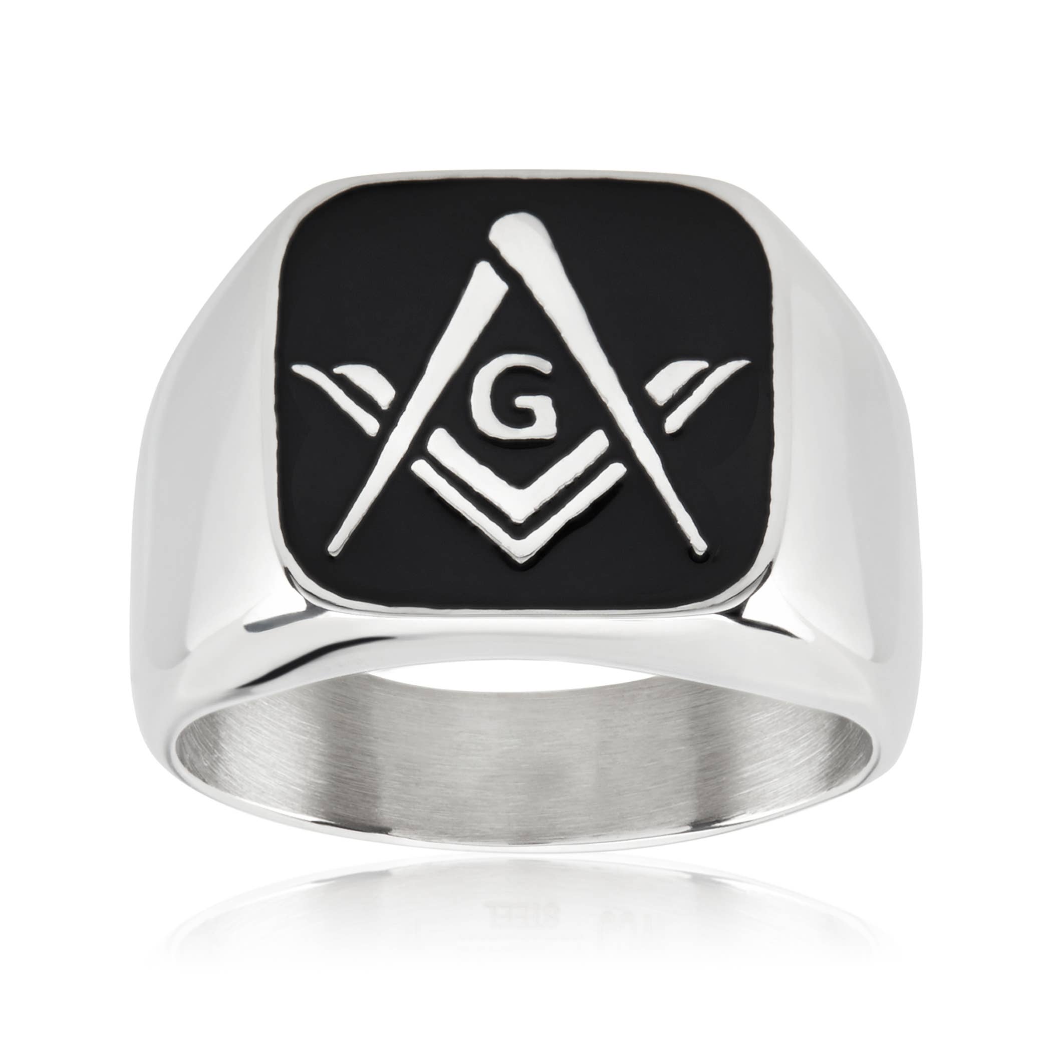 West Coast Jewelry - Wholesale Signet Ring - Masonic Shield Two Tone Stainless Steel Ring1