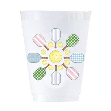In Stock Pickleball Flower Shatterproof Cups for wholesale by WH Hostess Social Stationery