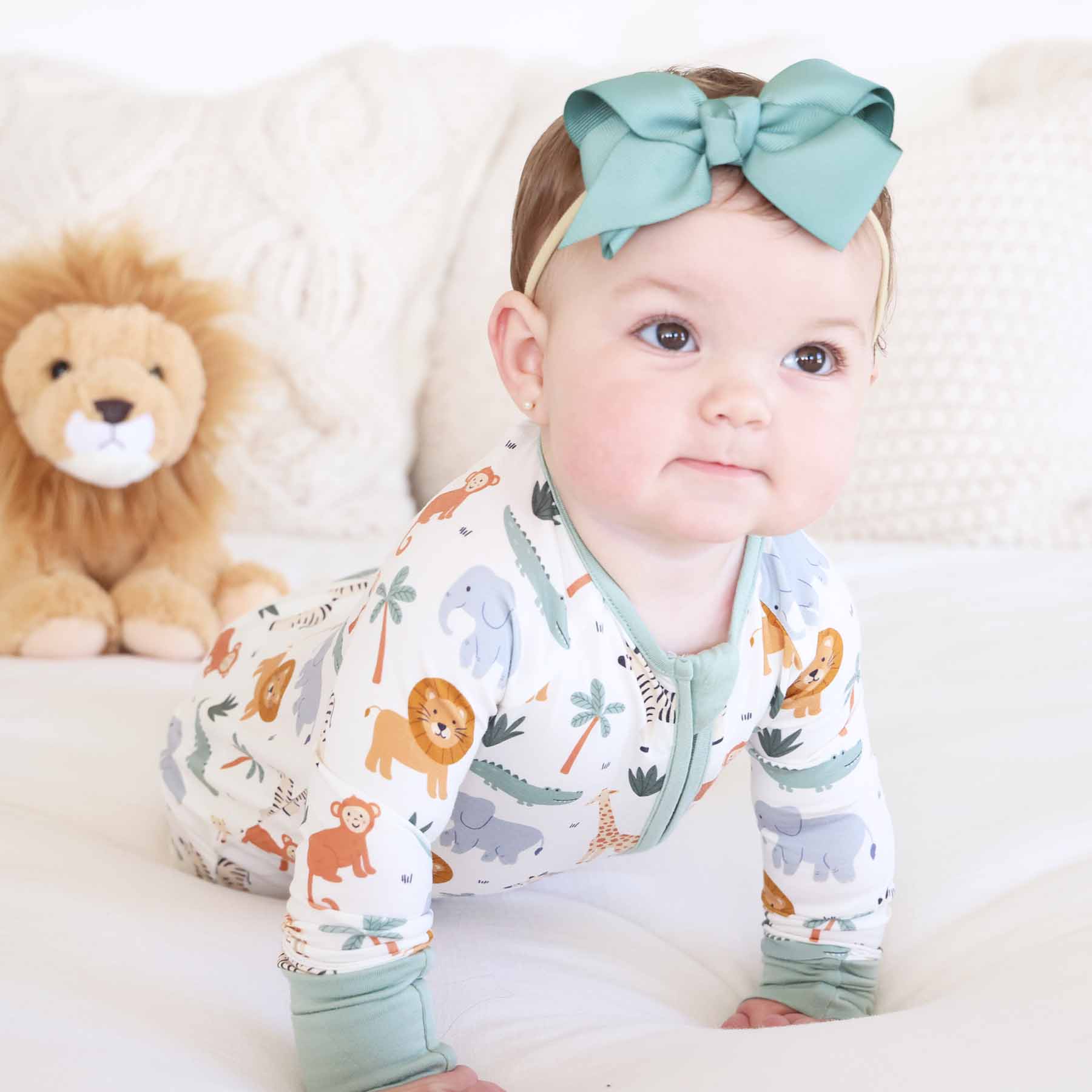 Caden Lane - Wholesale Jumpsuit - Baby - Safari Snuggles Convertible Zip Romper0