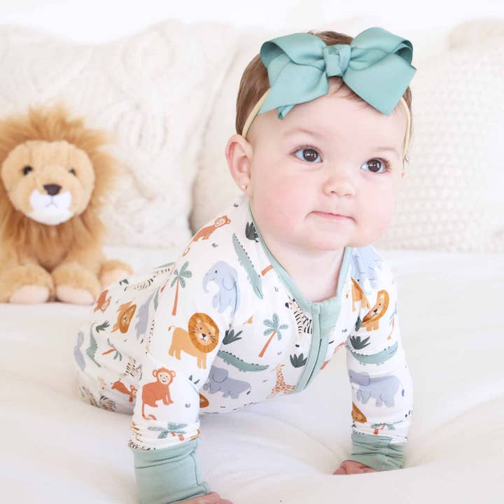 Caden Lane - Wholesale Jumpsuit - Baby - Safari Snuggles Convertible Zip Romper