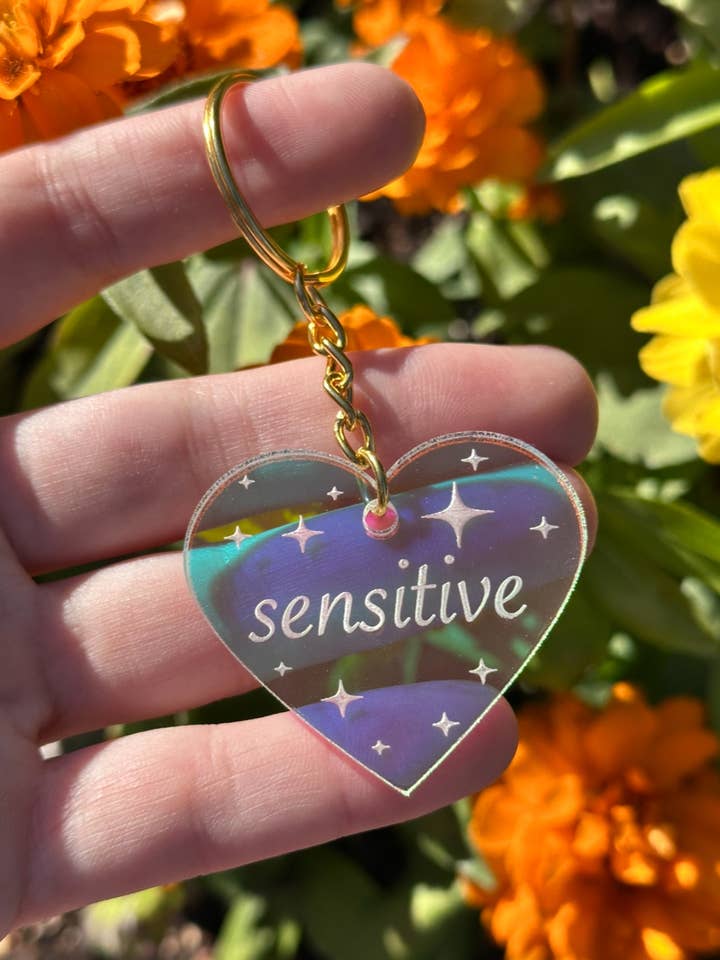 Sensitive Iridescent Acrylic Keychain for wholesale by ShlemonArt