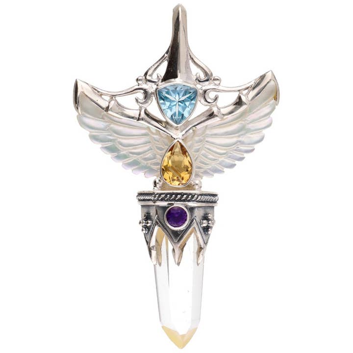 Mother-of-pearl Wings Pendant in 925 Sterling Silver (12M) for wholesale by Vives de la Cortada S.L
