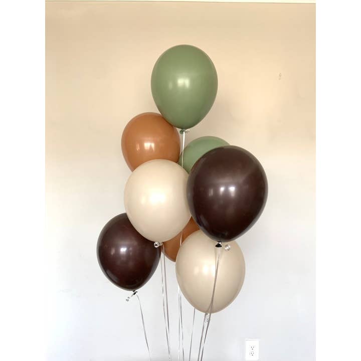 Hullaballoons - Wholesale Balloon - Green and Brown Balloons | Set of 8 Latex Balloons1